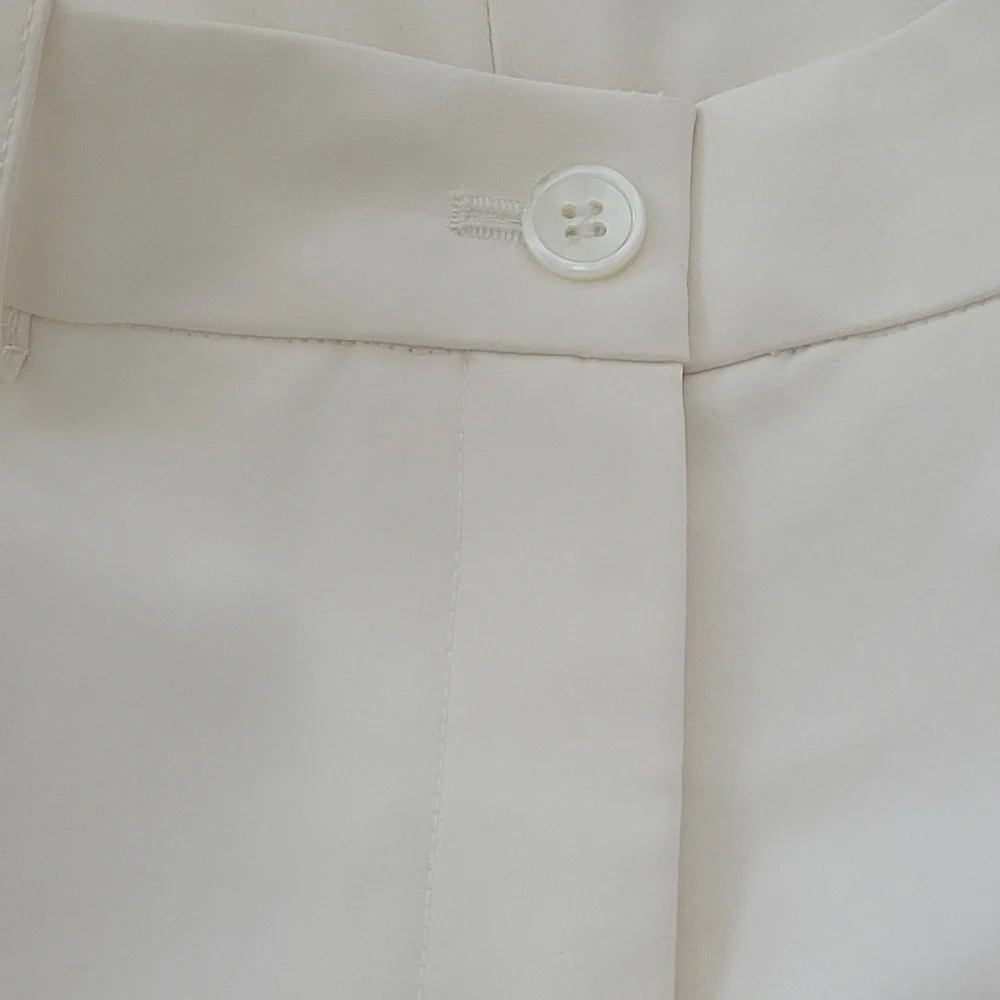 Michael Kors Collection Made in Italy Cream Cotton Stretch Office Pants 6
